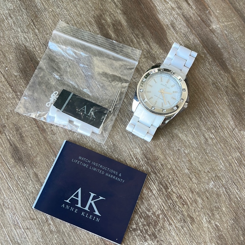 Anne Klein white and silver watch.